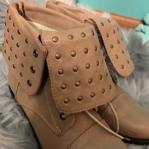 Tan studded booties